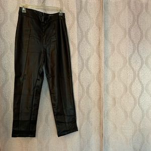 NAKED WARDROBE FAUX BLACK LEATHER LEGGINGS